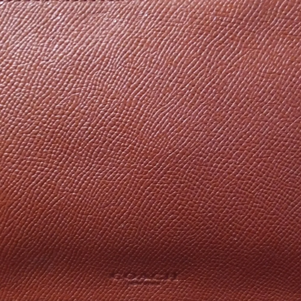 COACH Red Brick Brown Gold Leather Wallet Bag